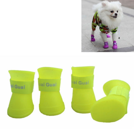 Lovely Pet Dog Shoes Puppy Candy Color Rubber Boots Waterproof Rain Shoes, M, Size: 5.0 x 4.0cm(Yellow)-garmade.com
