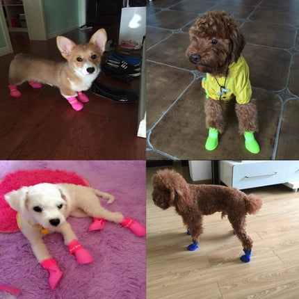 Lovely Pet Dog Shoes Puppy Candy Color Rubber Boots Waterproof Rain Shoes, M, Size: 5.0 x 4.0cm(Yellow)-garmade.com
