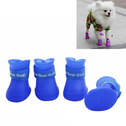 Lovely Pet Dog Shoes Puppy Candy Color Rubber Boots Waterproof Rain Shoes, L, Size: 5.7 x 4.7cm(Blue)-garmade.com