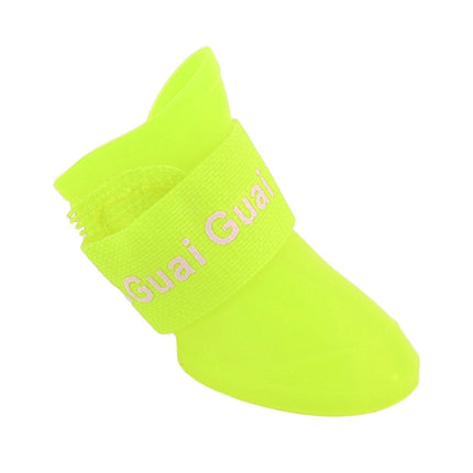 Lovely Pet Dog Shoes Puppy Candy Color Rubber Boots Waterproof Rain Shoes, L, Size: 5.7 x 4.7cm(Yellow)-garmade.com