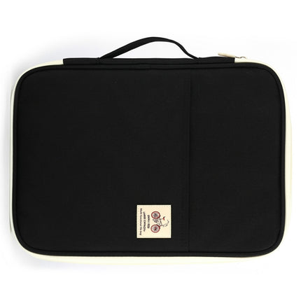 Office Supplies Multi-purpose Zipper Document Folder A4 Storage Bag(Black)-garmade.com