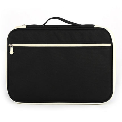 Office Supplies Multi-purpose Zipper Document Folder A4 Storage Bag(Black)-garmade.com