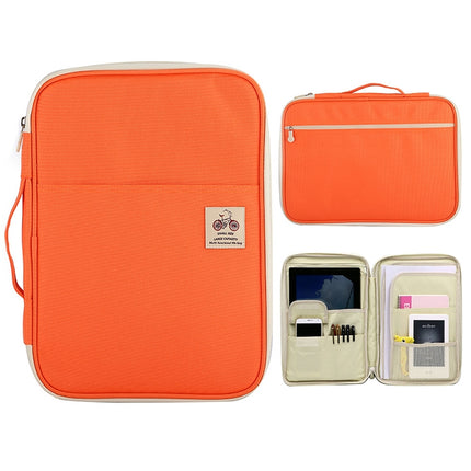 Office Supplies Multi-purpose Zipper Document Folder A4 Storage Bag(Orange)-garmade.com