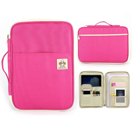 Office Supplies Multi-purpose Zipper Document Folder A4 Storage Bag(Pink)-garmade.com