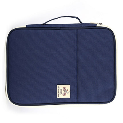 Office Supplies Multi-purpose Zipper Document Folder A4 Storage Bag(Navy Blue)-garmade.com