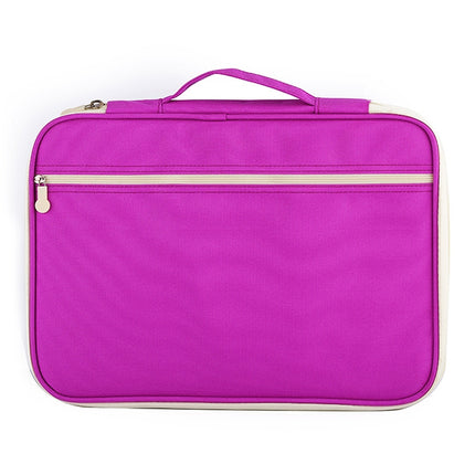 Office Supplies Multi-purpose Zipper Document Folder A4 Storage Bag(Purple)-garmade.com