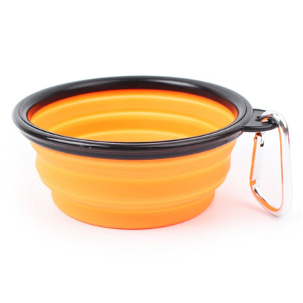 Portable Pet Folding Feeding Bowl Silicone Water Dish Feeder Puppy Travel Bowl, Random Color Delivery, Bowl Diameter: 13cm(Orange)-garmade.com