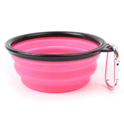 Portable Pet Folding Feeding Bowl Silicone Water Dish Feeder Puppy Travel Bowl, Random Color Delivery, Bowl Diameter: 13cm(Pink)-garmade.com