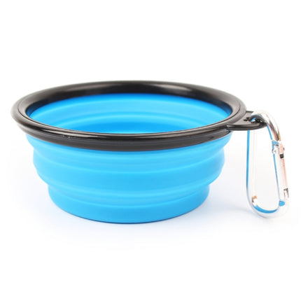 Portable Pet Folding Feeding Bowl Silicone Water Dish Feeder Puppy Travel Bowl, Random Color Delivery, Bowl Diameter: 13cm(Blue)-garmade.com
