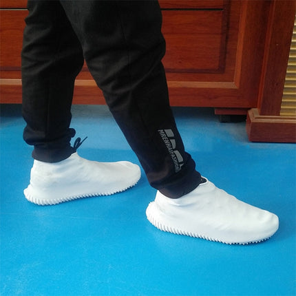 Waterproof Antiskid Silicone Outdoor Rainboots Shoes Cover, Size: S (25-33)(White)-garmade.com