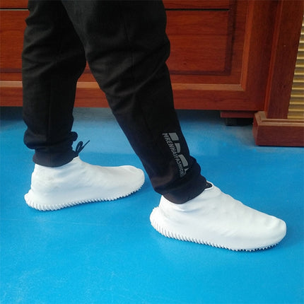 Waterproof Antiskid Silicone Outdoor Rainboots Shoes Cover, Size: L (40-45)(White)-garmade.com