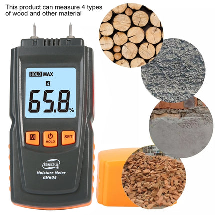 BENETECH GM605 Digital Wood Moisture Meter Humidity Tester Timber Damp Detector-garmade.com