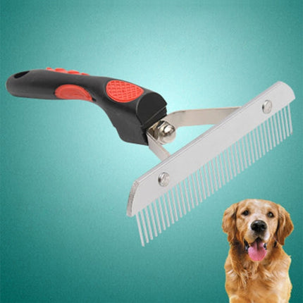 Big Dog Hair Combs Stainless Steel Pet Grooming Rake Comb Rubber Handle Hairdressing Brush Tool, Size: 17.0x16.0cm-garmade.com