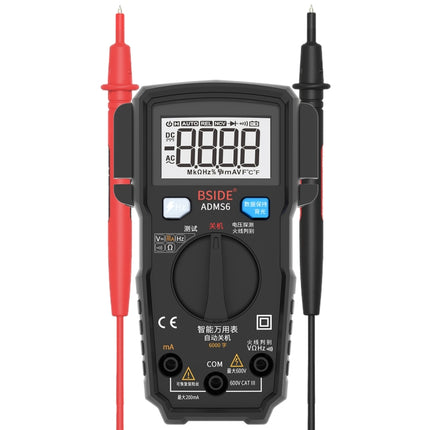 BSIDE ADMS6 High-precision Fully Automatic Small Digital Intelligent Multimeter with HD Digital Display & Shockproof Cover, Support Function Range Switch & Double-sided Pen Holder (Black)-garmade.com