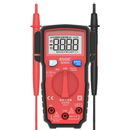 BSIDE ADMS6 High-precision Fully Automatic Small Digital Intelligent Multimeter with HD Digital Display & Shockproof Cover, Support Function Range Switch & Double-sided Pen Holder (Red)-garmade.com