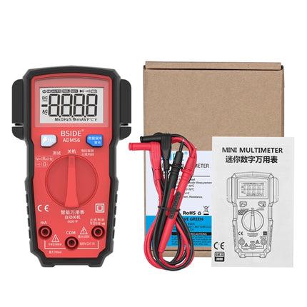 BSIDE ADMS6 High-precision Fully Automatic Small Digital Intelligent Multimeter with HD Digital Display & Shockproof Cover, Support Function Range Switch & Double-sided Pen Holder (Red)-garmade.com