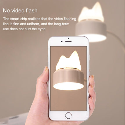 Cat Shape Double Light Source Design LED Desk Night Lamp, Support 3 Brightness Control (White)-garmade.com