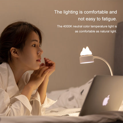 Cat Shape Double Light Source Design LED Desk Night Lamp, Support 3 Brightness Control (White)-garmade.com