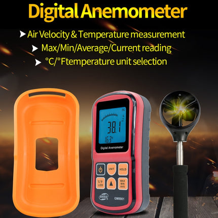 BENETECH GM8901+ High Accuracy Anemometer Wind Speed Gauge Temperature Measure Digital LCD Display Meter Measuring Tool-garmade.com