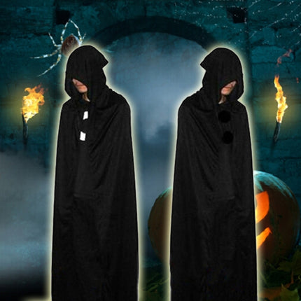 Adult Cape Halloween Devil Cloak Costume Festival Party Fancy Robe Shawl Costumes with Cap for Women Men(Black)-garmade.com
