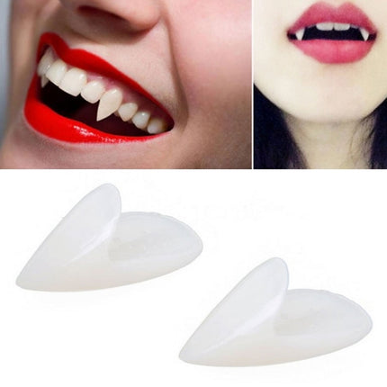 1 Pair 19mm Halloween Party Dentures Props Vampire Zombie Devil Fangs Teeth-garmade.com