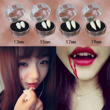 1 Pair 19mm Halloween Party Dentures Props Vampire Zombie Devil Fangs Teeth-garmade.com