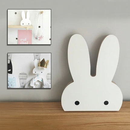 Creative Design Wooden Rabbit Wall Hanger Hook for Home Office, Max Load Weight: 2kg(White)-garmade.com