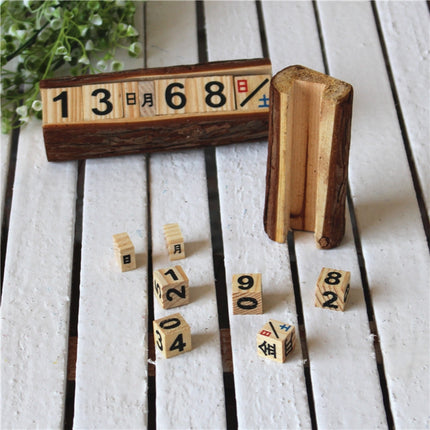 2 PCS Creative Wooden Cubes Perpetual Calendar Desk Decorations, Size: 16*6*5cm-garmade.com