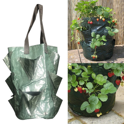 CMD-3 3 Gallon Hanging Strawberry PE Planting Bag Horticultural Flower Planting Bag(Green)-garmade.com