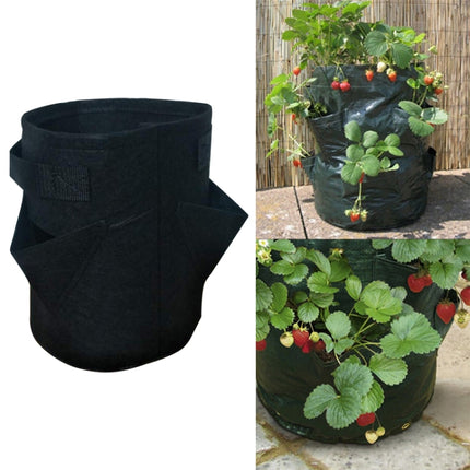 3 Pockets 18L / 5 Gallon Non-woven Felt Strawberry Planting Bag, Size: 23X28cm(Black)-garmade.com