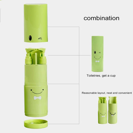 Creative 5 in 1 Portable Gargle Cup Shampoo Sub-Bottle Comb Make-up Mirror Travel Wash Kits, Standard Sets(Green)-garmade.com