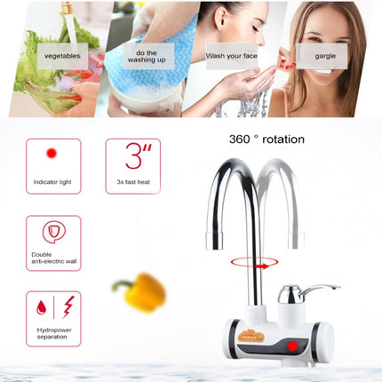 3s Fast Heat Electrothermal Rotatable Faucet Water Tap with Indicator Light, 220V, Size: L-garmade.com