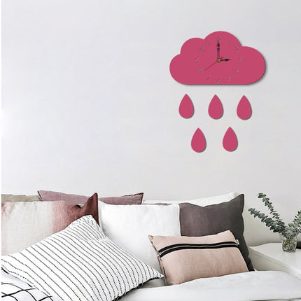 Clouds Pattern Creative Living Room Decorative Wall Clock (Pink)-garmade.com