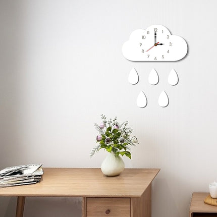 Clouds Pattern Creative Living Room Decorative Wall Clock (White)-garmade.com