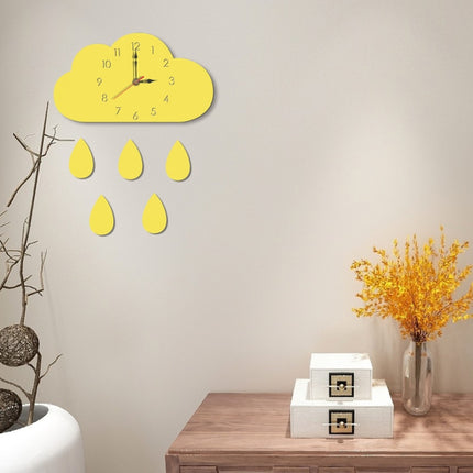 Clouds Pattern Creative Living Room Decorative Wall Clock (Yellow)-garmade.com