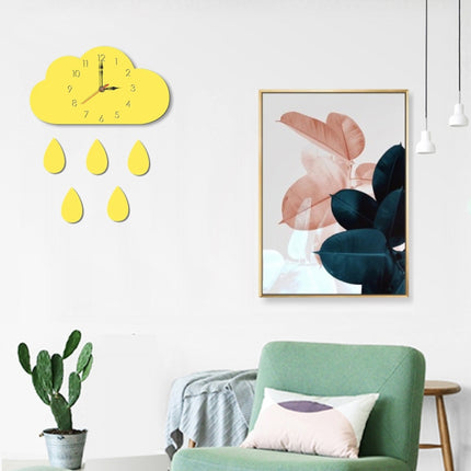 Clouds Pattern Creative Living Room Decorative Wall Clock (Yellow)-garmade.com