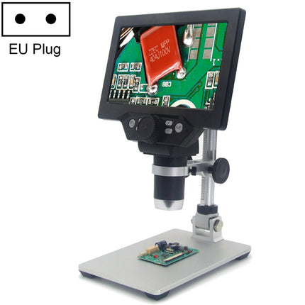 G1200 7 inch LCD Screen 1200X Portable Electronic Digital Desktop Stand Microscope, EU Plug-garmade.com
