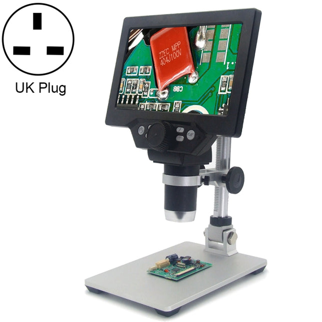 G1200 7 inch LCD Screen 1200X Portable Electronic Digital Desktop Stand Microscope, UK Plug-garmade.com