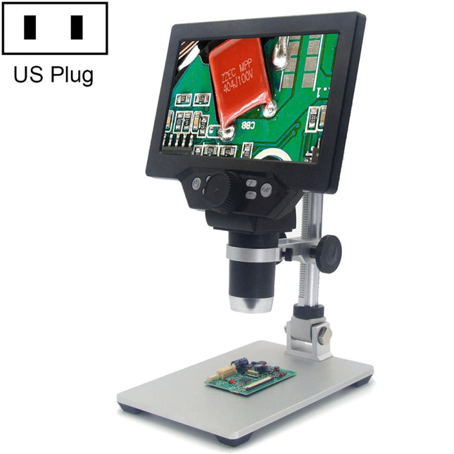 G1200 7 inch LCD Screen 1200X Portable Electronic Digital Desktop Stand Microscope, US Plug-garmade.com