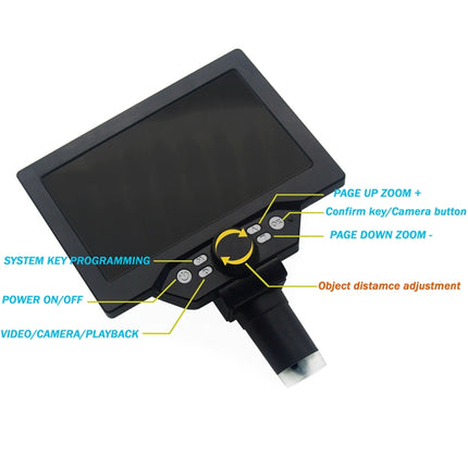 G1200 7 inch LCD Screen 1200X Portable Electronic Digital Desktop Stand Microscope, US Plug-garmade.com