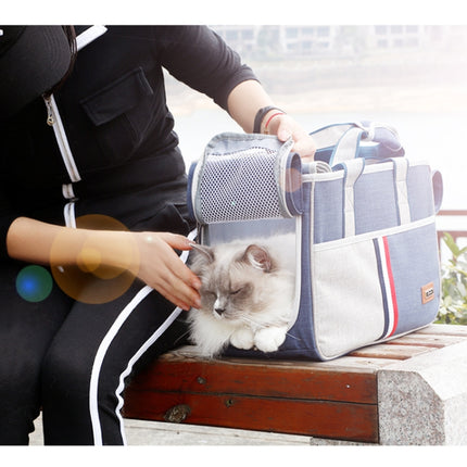 DODOPET Outdoor Portable Oxford Cloth Cat Dog Pet Carrier Bag Handbag Shoulder Bag, Size: 43 x 19 x 26cm (Sky Blue)-garmade.com