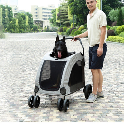 DODOPET Outdoor Portable Foldable Large Dog Pet Trolley(Grey)-garmade.com