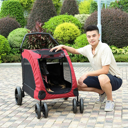 DODOPET Outdoor Portable Foldable Large Dog Pet Trolley(Grey)-garmade.com
