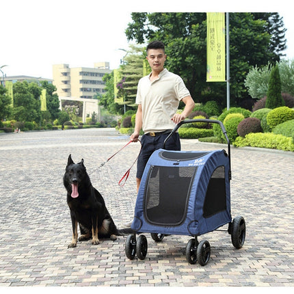 DODOPET Outdoor Portable Foldable Large Dog Pet Trolley(Blue)-garmade.com
