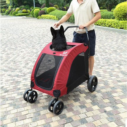 DODOPET Outdoor Portable Foldable Large Dog Pet Trolley(Red)-garmade.com