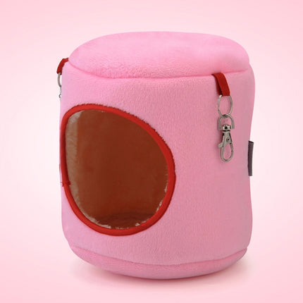 Flannel Cylinder Pet House Warm Hamster Hammock Hanging Bed Small Pets Nest, S, Size:10*9*9cm(Pink)-garmade.com