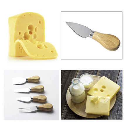 kn603 4 in 1 Wooden Handle Stainless Steel Cheese Knife Baking Tool Set-garmade.com