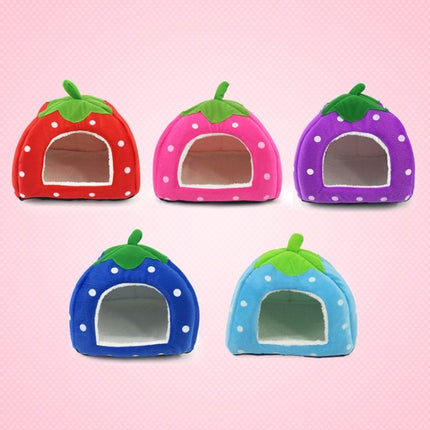 Strawberry Shaped Foldable Short Plush Pet House Nest, Size: S(Blue)-garmade.com