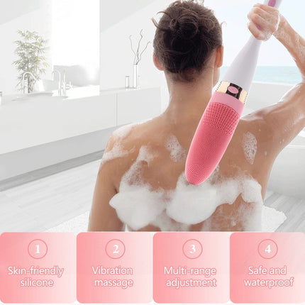 CNaier AE-8381 Household Waterproof Vibration Silicone Electric Massage Bath Body Brush (Pink)-garmade.com