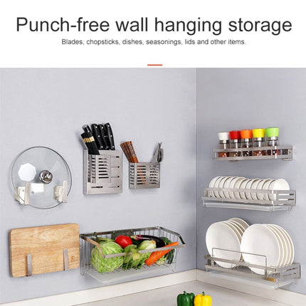 304 Stainless Steel Wall-mounted Kitchen Rack Hanging Knife Holder Double Cage Chopsticks Canister-garmade.com